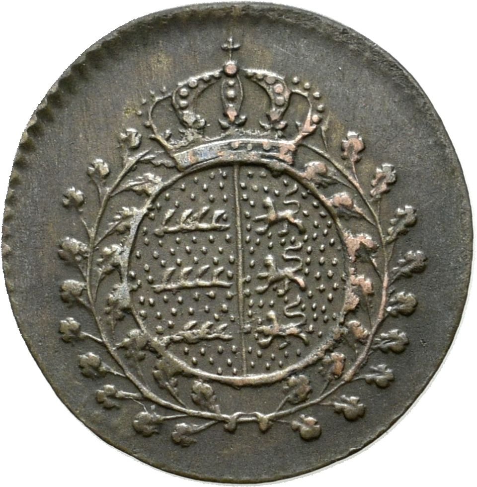 ½ Kreuzer-Scheidemünze des Königreichs Württemberg (Münzsammlung des Sparkassenverbands Baden-Württemberg CC BY-NC-SA)