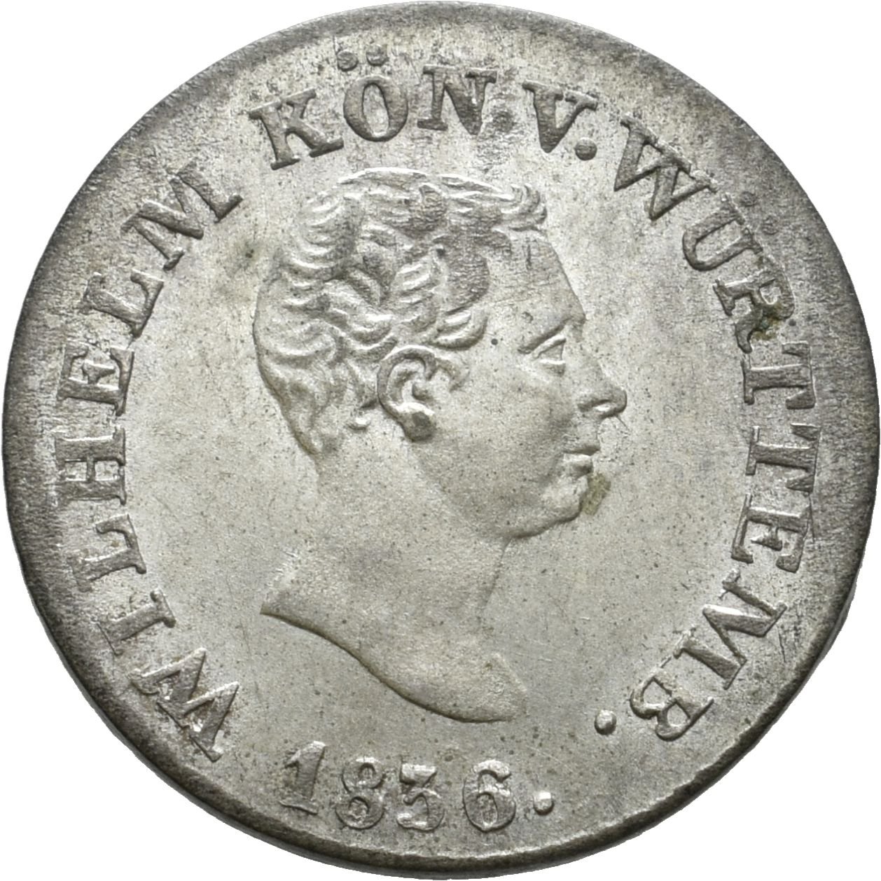 3 Kreuzer-Scheidemünze unter König Wilhelm I. von Württemberg von 1836 (Münzsammlung des Sparkassenverbands Baden-Württemberg CC BY-NC-SA)