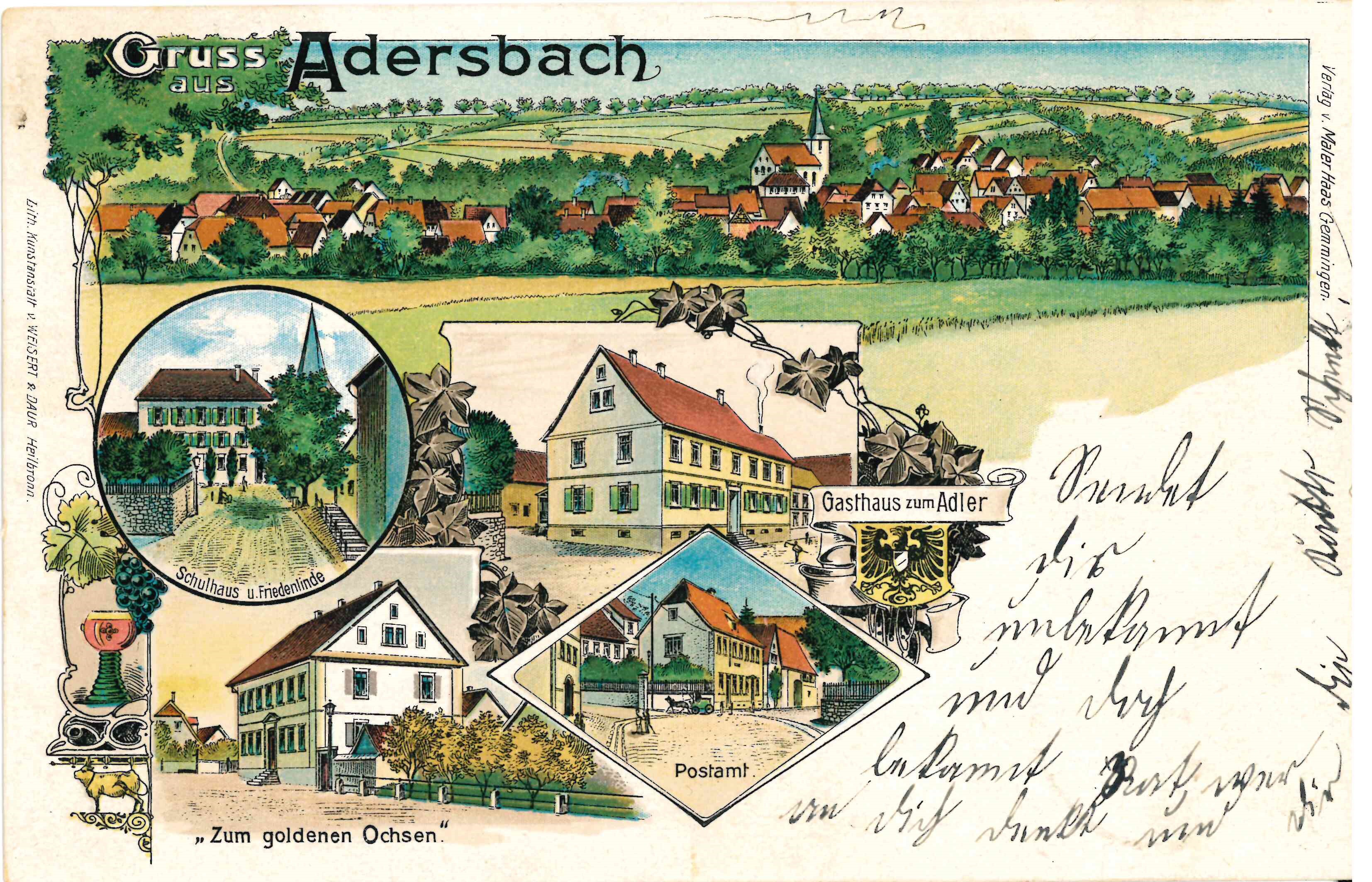 Postkarte "Gruss aus Adersbach" (Stadtmuseum Sinsheim CC BY-NC-SA)