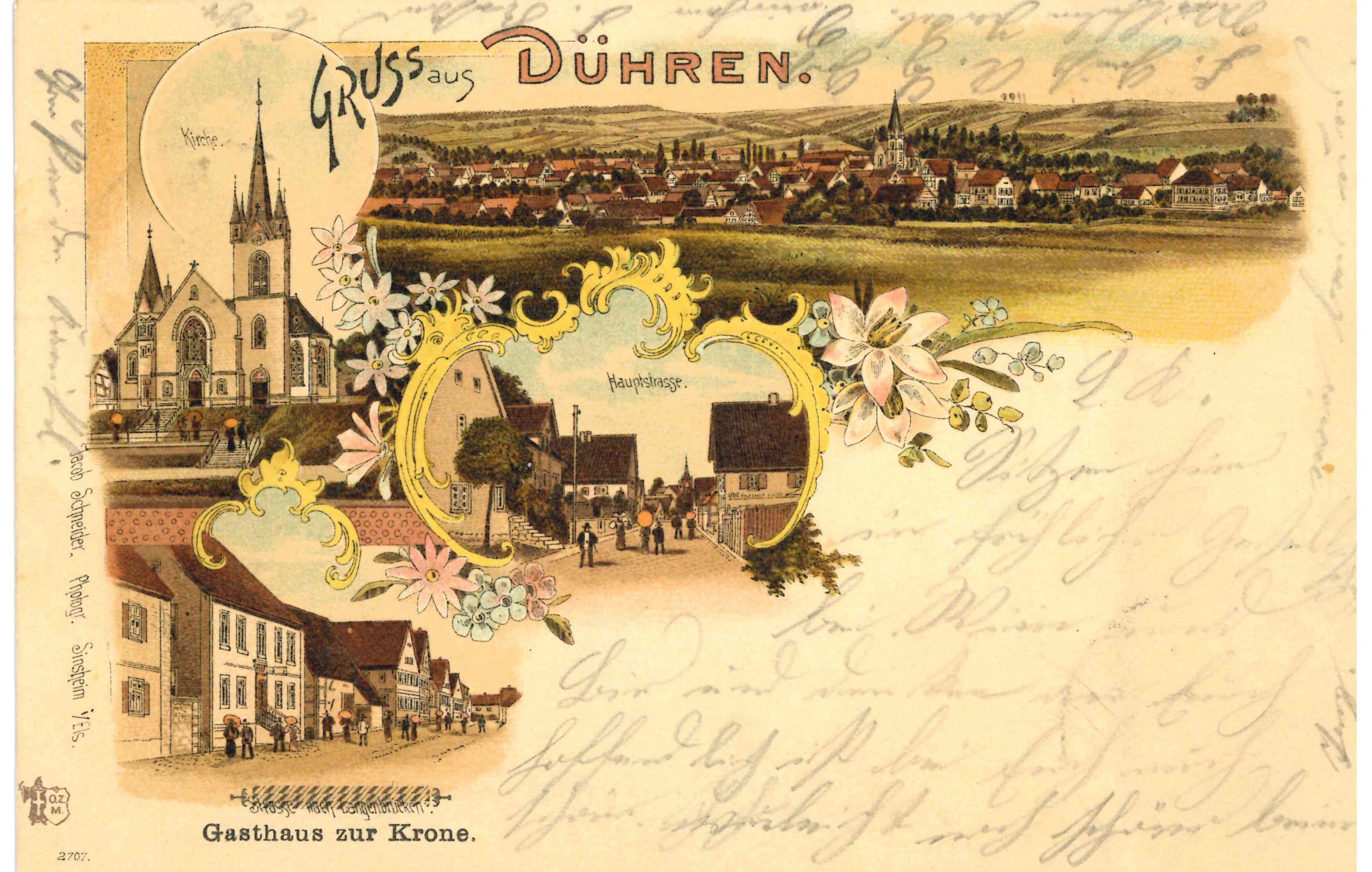 Postkarte "Gruss aus Dühren" (Stadtmuseum Sinsheim CC BY-NC-SA)