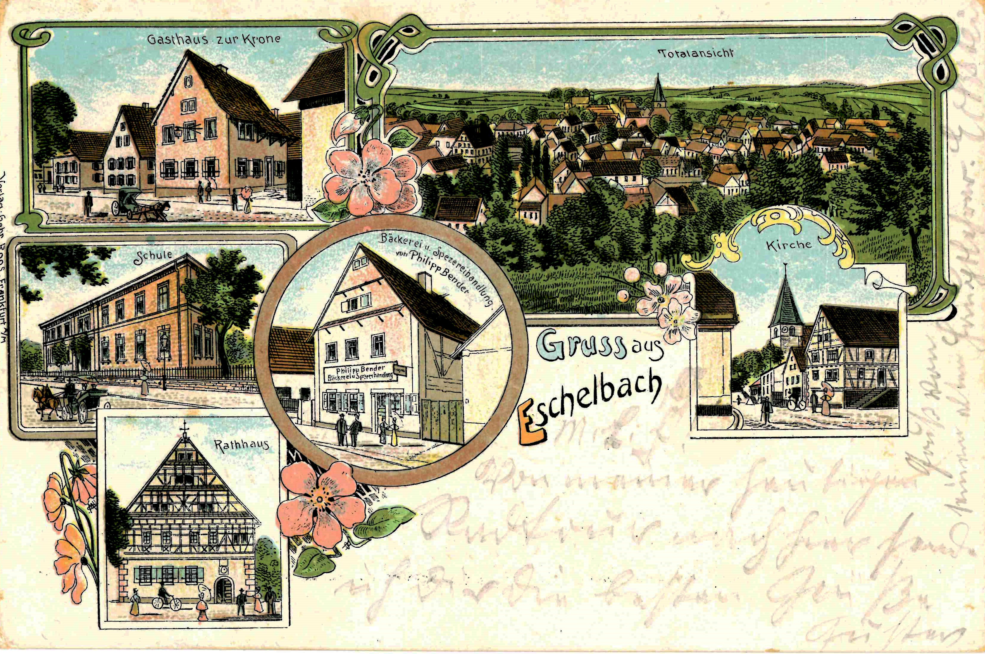 Postkarte "Gruss aus Eschelbach" (Stadtmuseum Sinsheim CC BY-NC-SA)