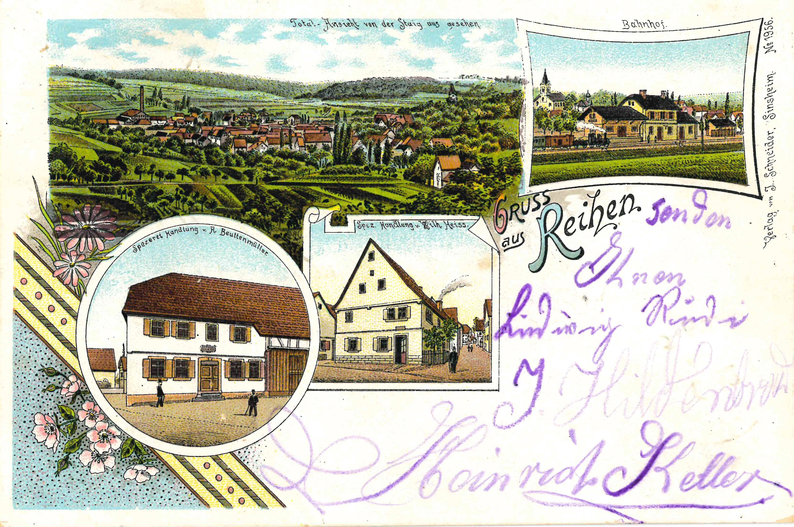 Postkarte "Gruss aus Reihen" (Stadtmuseum Sinsheim CC BY-NC-SA)