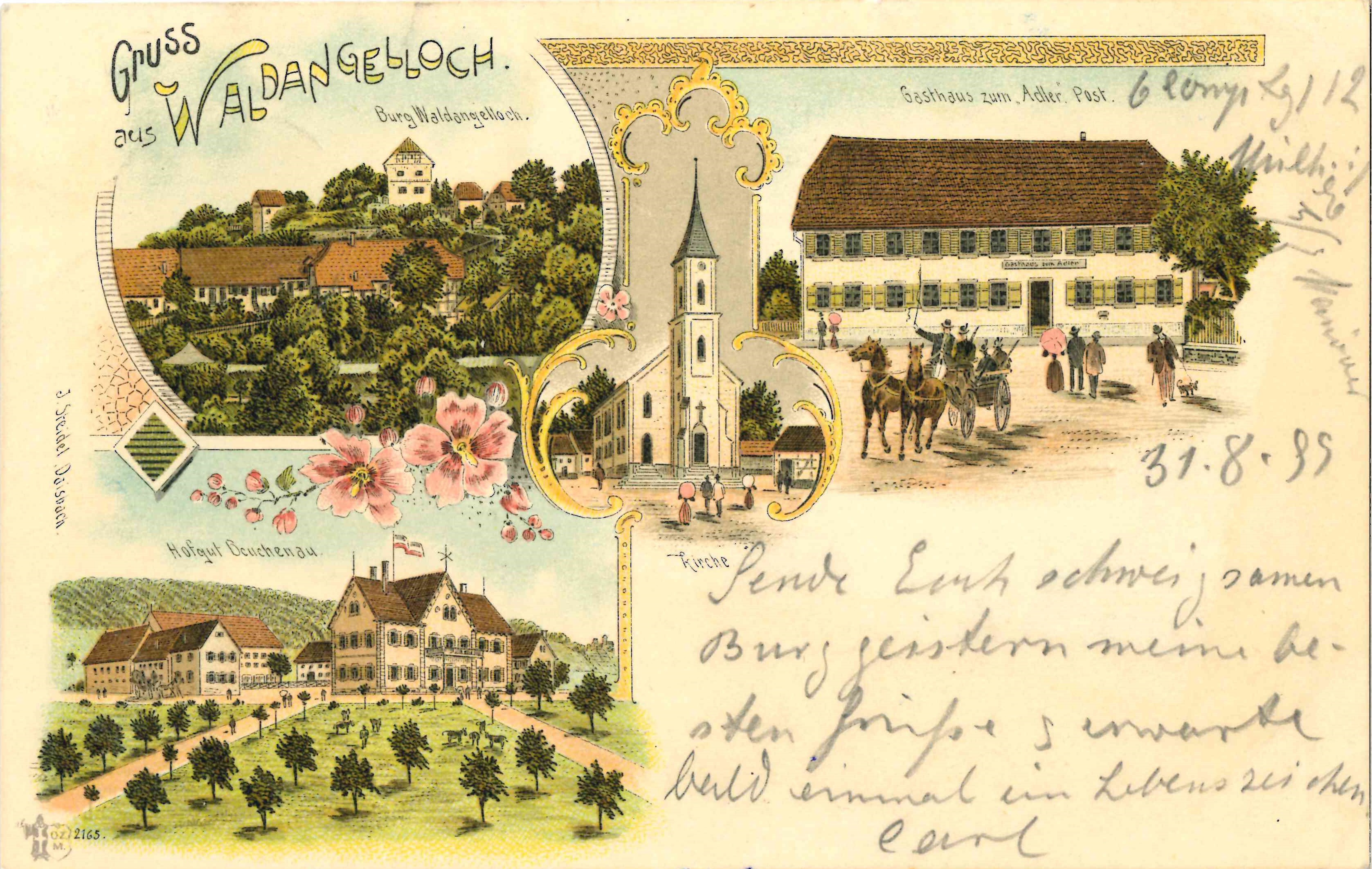 Postkarte "Gruss aus Waldangelloch" (Stadtmuseum Sinsheim CC BY-NC-SA)