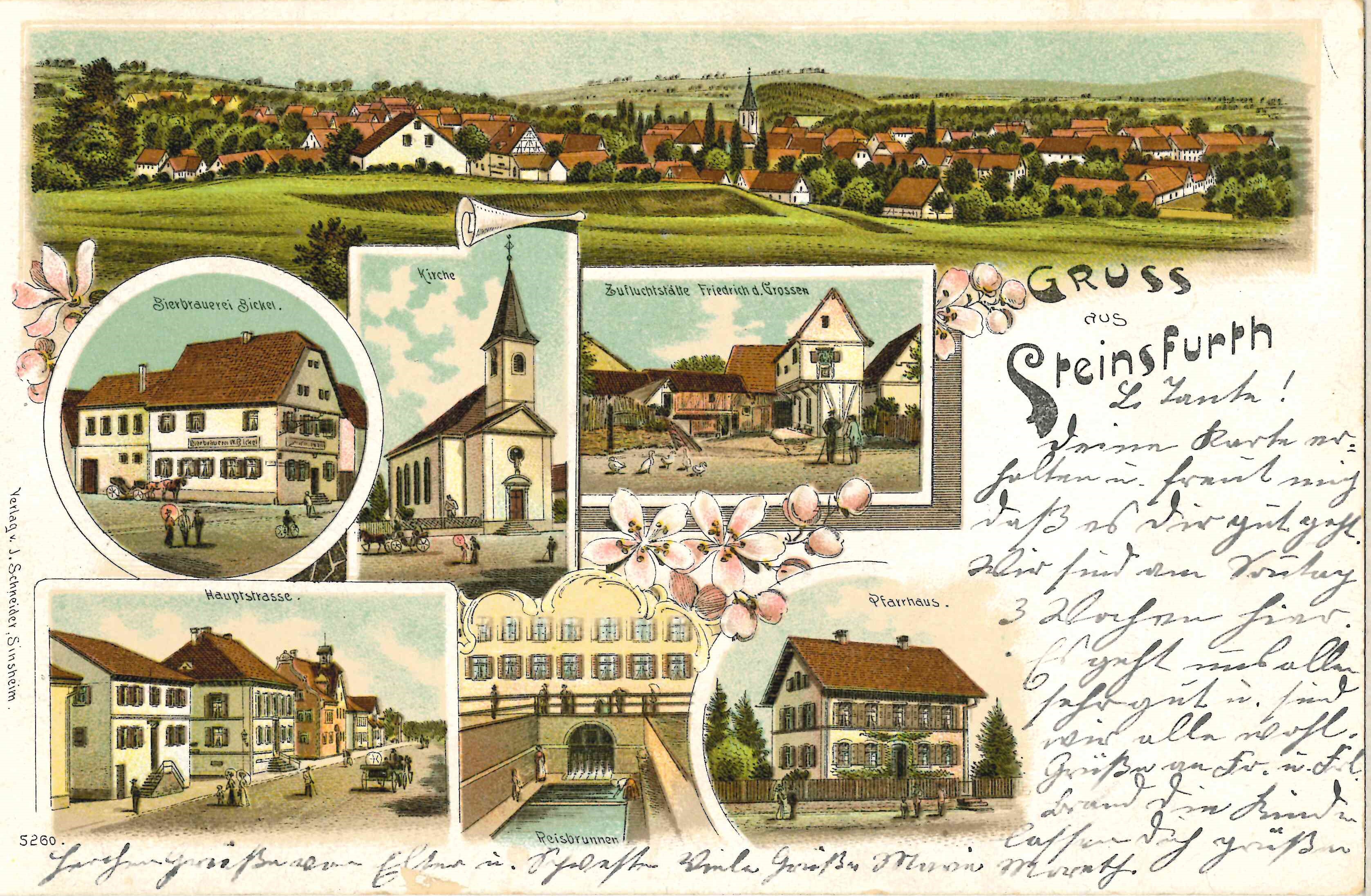 Postkarte "Gruss aus Steinsfurth" (Stadtmuseum Sinsheim CC BY-NC-SA)