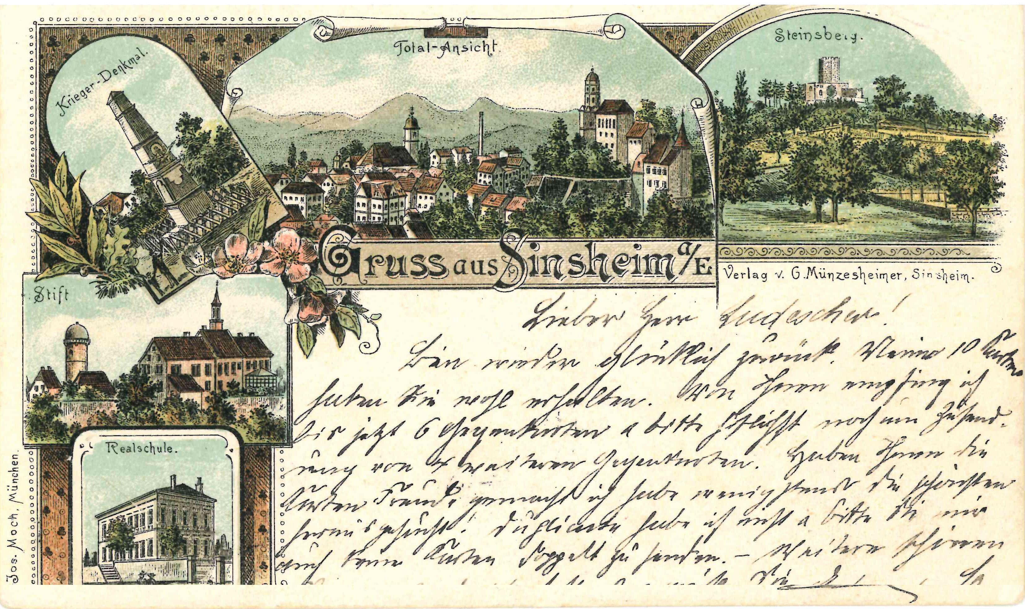 Postkarte "Gruss aus Sinheim" (Stadtmuseum Sinsheim CC BY-NC-SA)