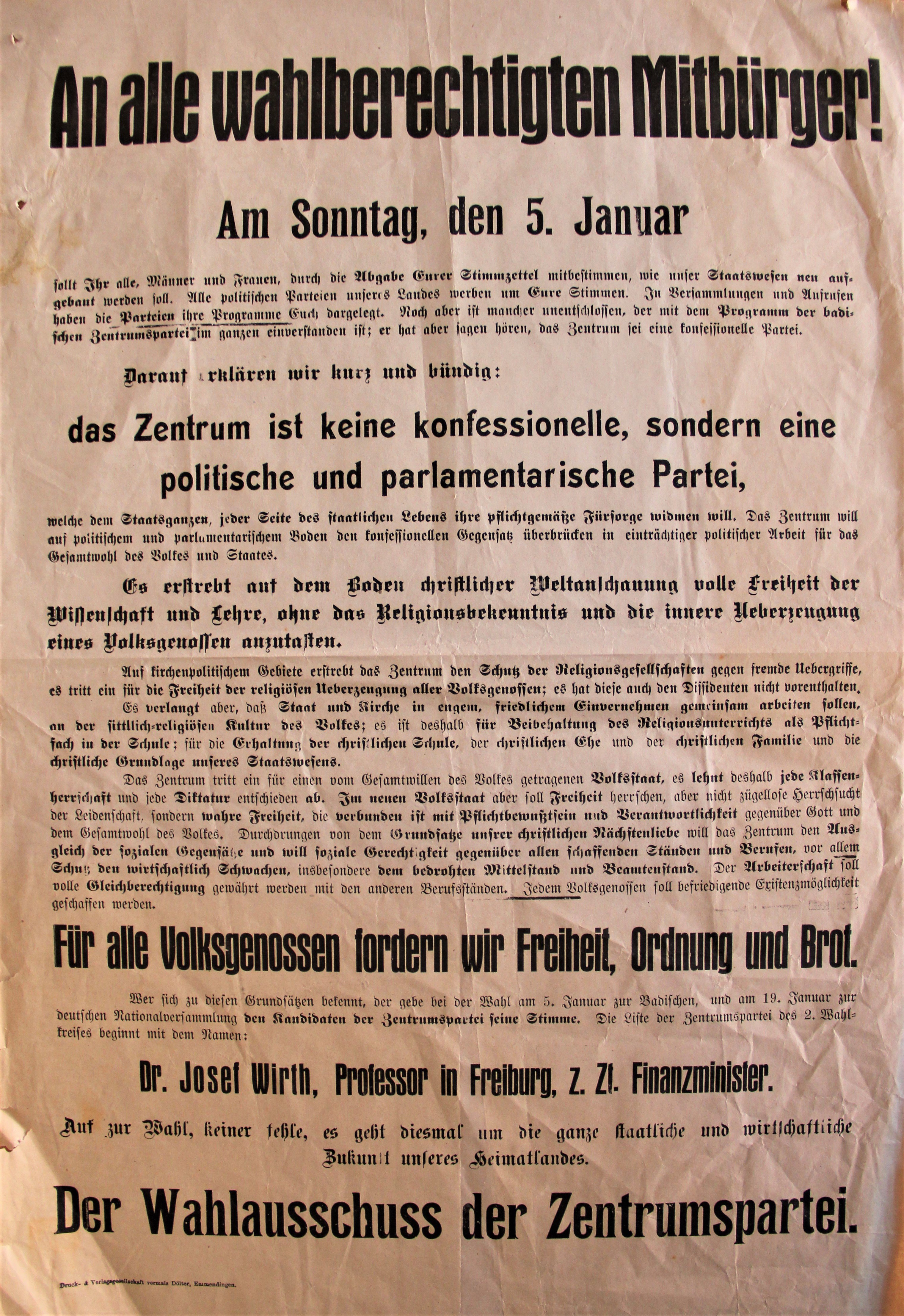 "An alle wahlberechtigten Mitbürger!" (Stiftung Reichspräsident-Friedrich-Ebert-Gedenkstätte CC BY-NC-SA)