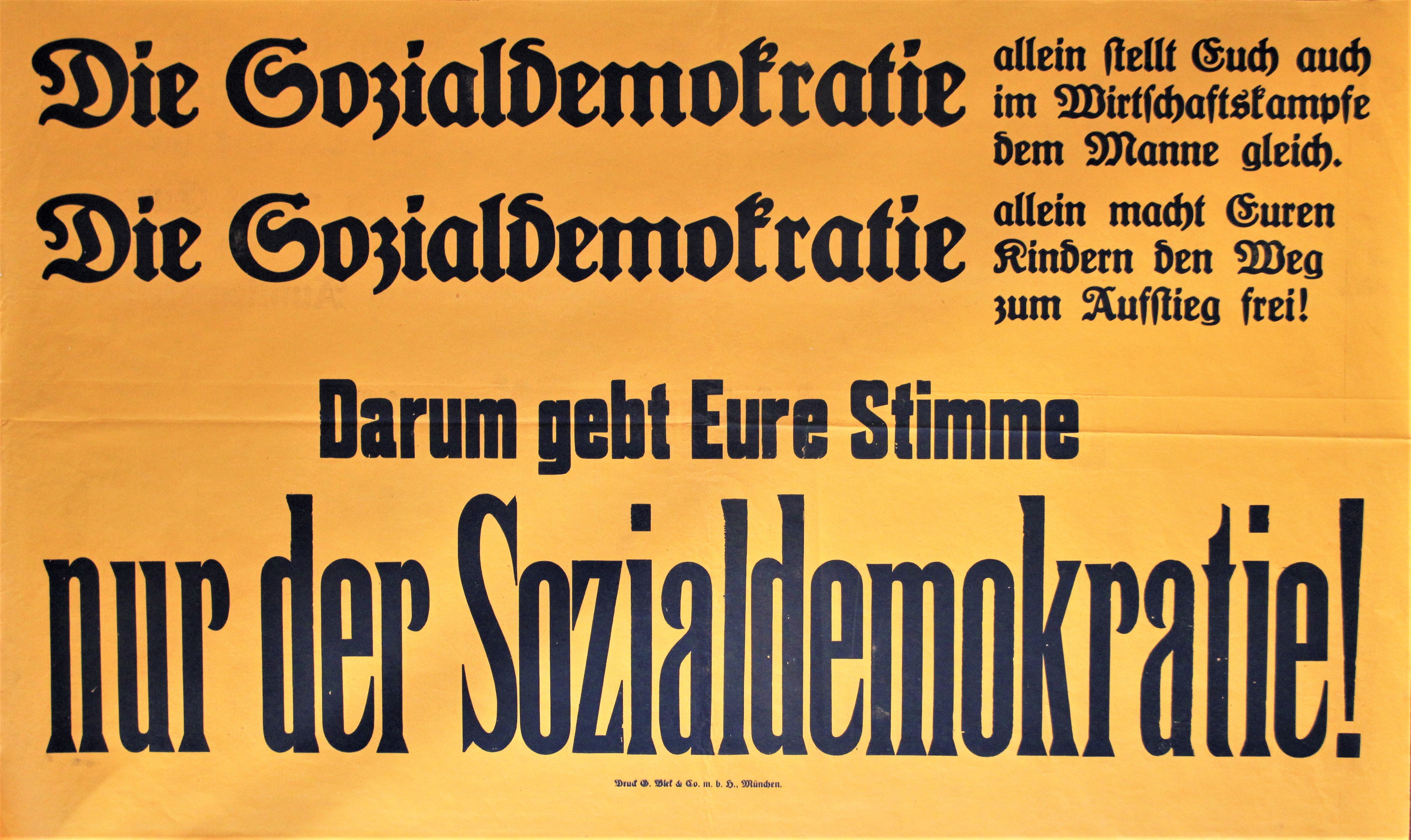 "Die Sozialdemokratie allein stellt Euch auch im Wirtschaftskampfe dem Manne gleich" (Stiftung Reichspräsident-Friedrich-Ebert-Gedenkstätte CC BY-NC-SA)