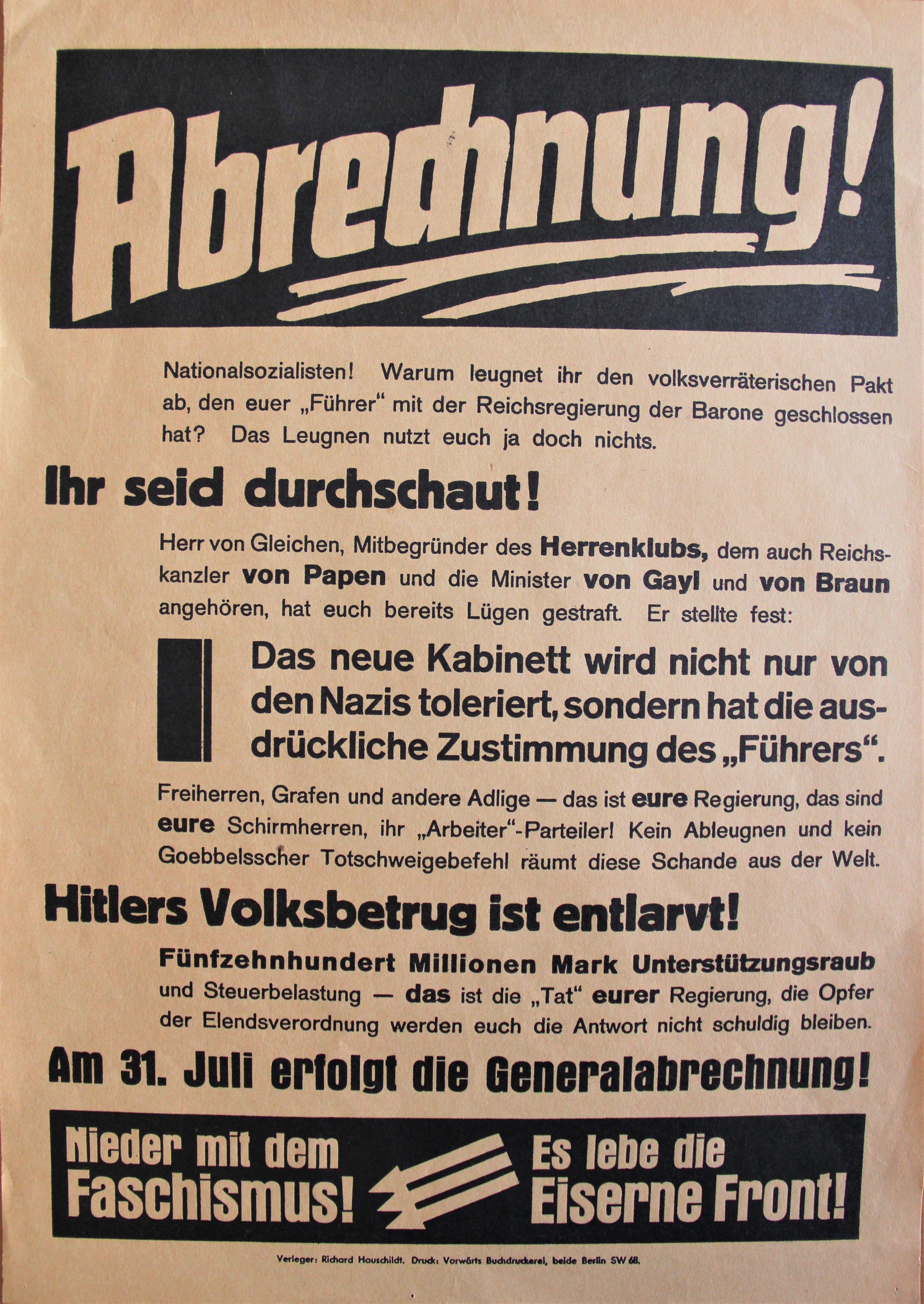 "Abrechnung!" (Stiftung Reichspräsident-Friedrich-Ebert-Gedenkstätte CC BY-NC-SA)