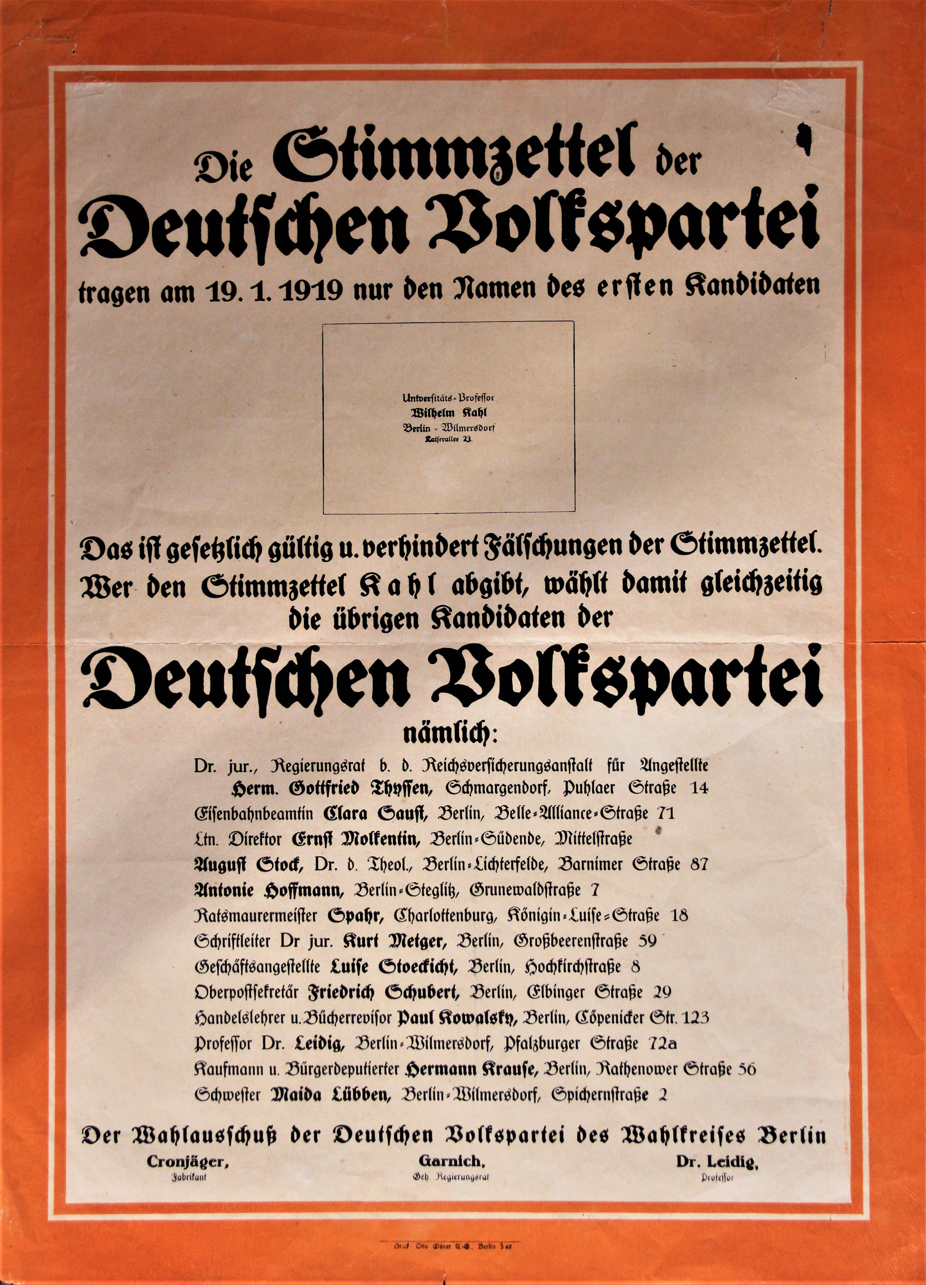 "Die Stimmzettel der Deutschen Volkspartei!" (Stiftung Reichspräsident-Friedrich-Ebert-Gedenkstätte CC BY-NC-SA)