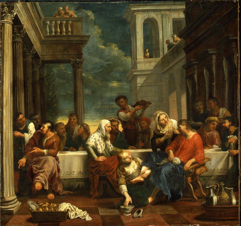 Johann Heiß: Beim Gastmahl des Pharisäers Simon salbt Magdalena die Füße Christi (Zeppelin Museum CC BY-NC-SA)