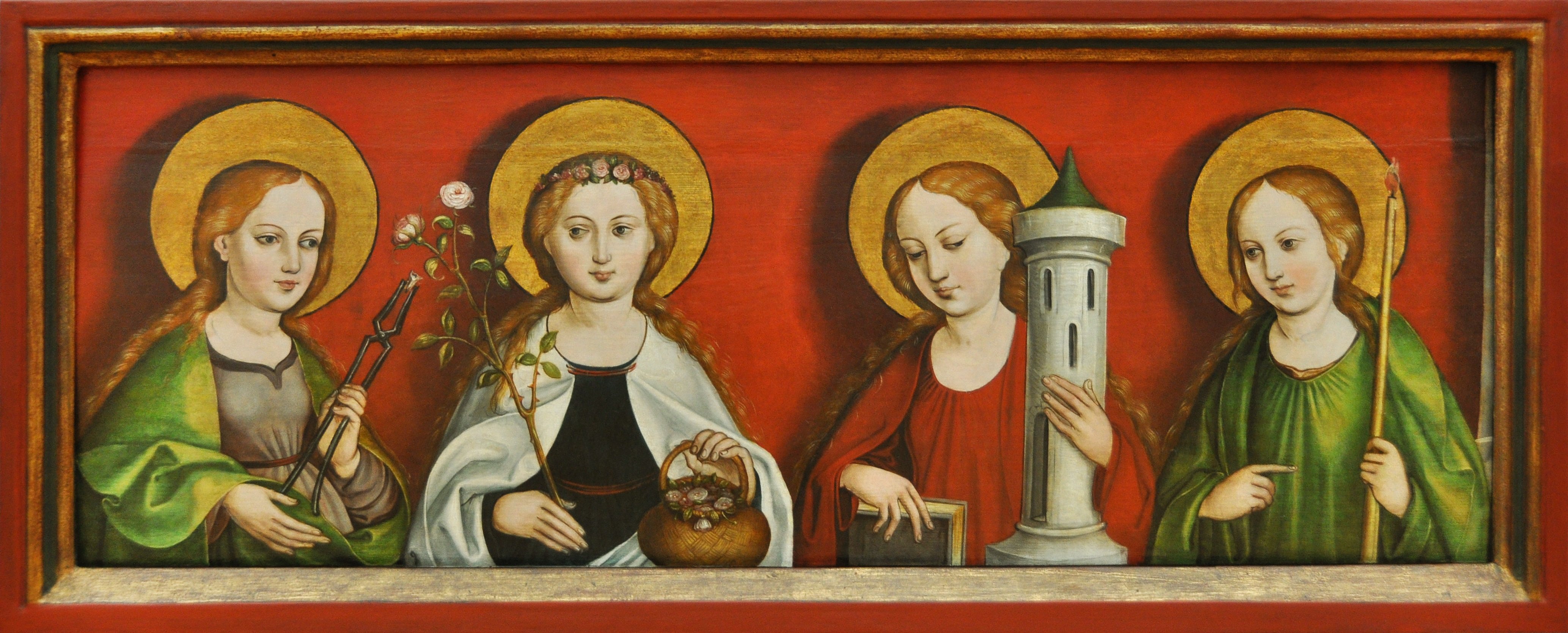 Predella mit hl. Appolonia, Dorothea, Barbara, Lucia (Zeppelin Museum CC BY-NC-SA)