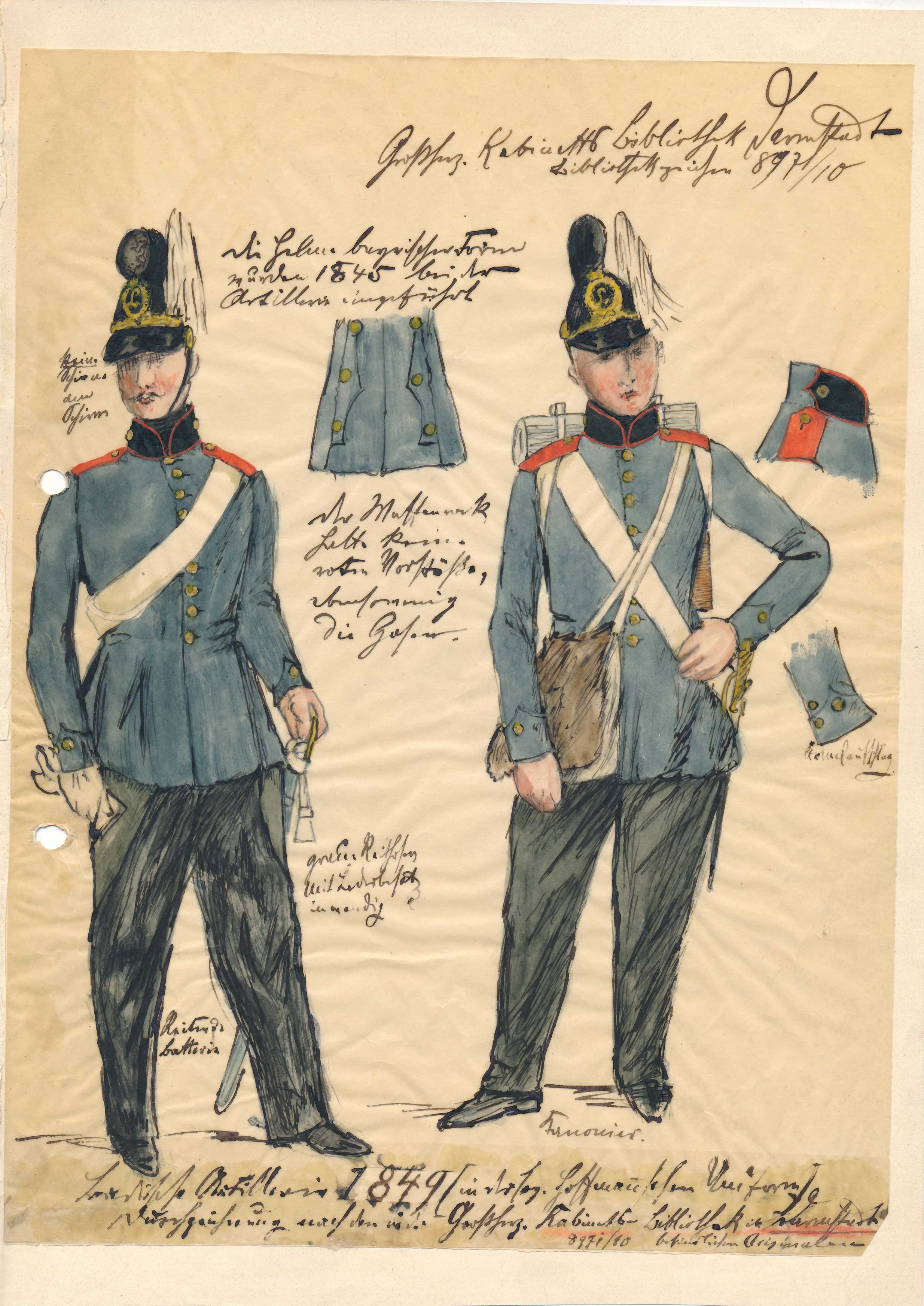 Uniformstudie badischer Artillerie 1849 (Wehrgeschichtliches Museum Rastatt CC BY-NC-SA)