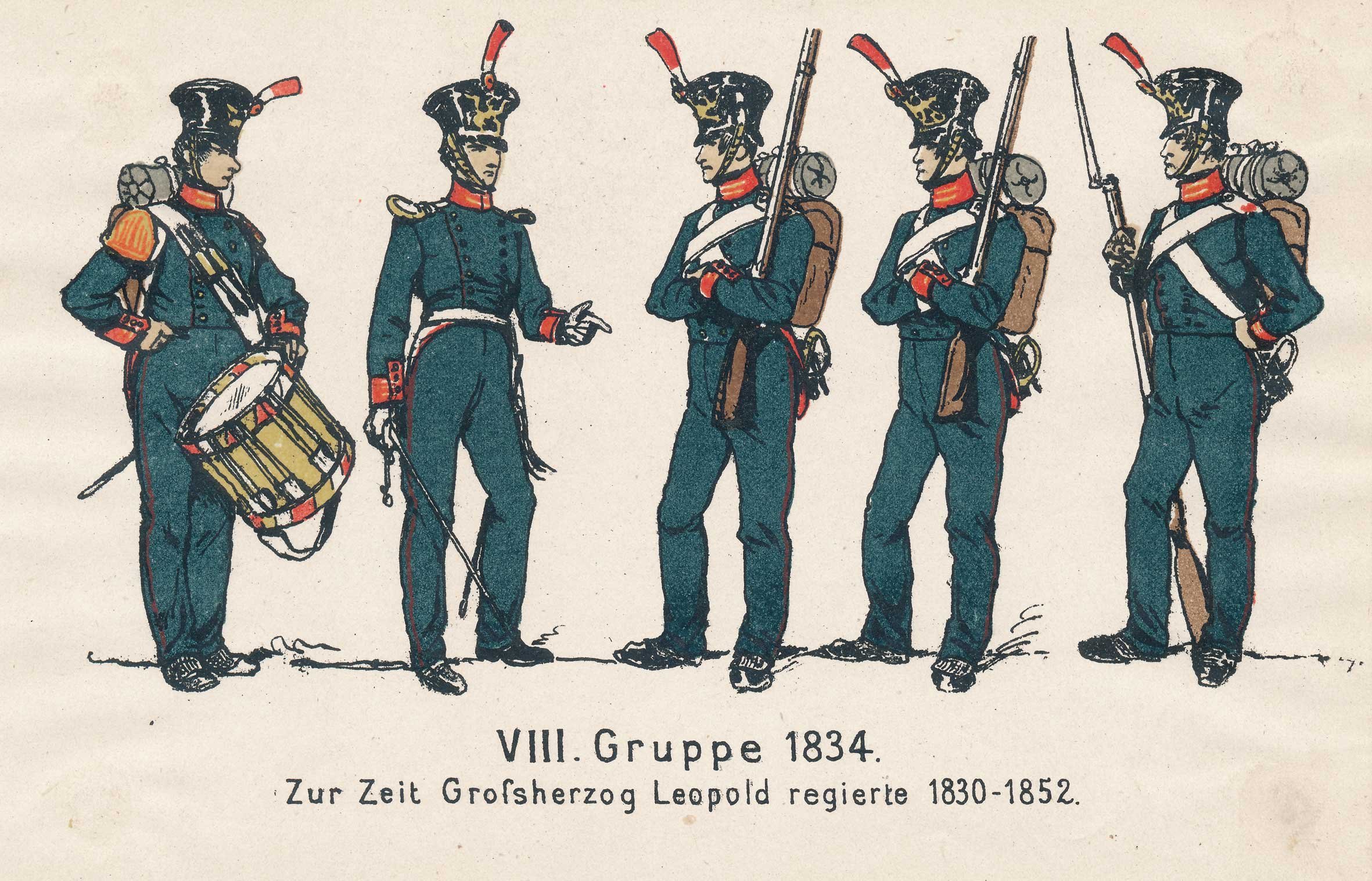 Badische Leib-Grenadiere zur Zeit Großherzog Leopolds (Wehrgeschichtliches Museum Rastatt CC BY-NC-SA)