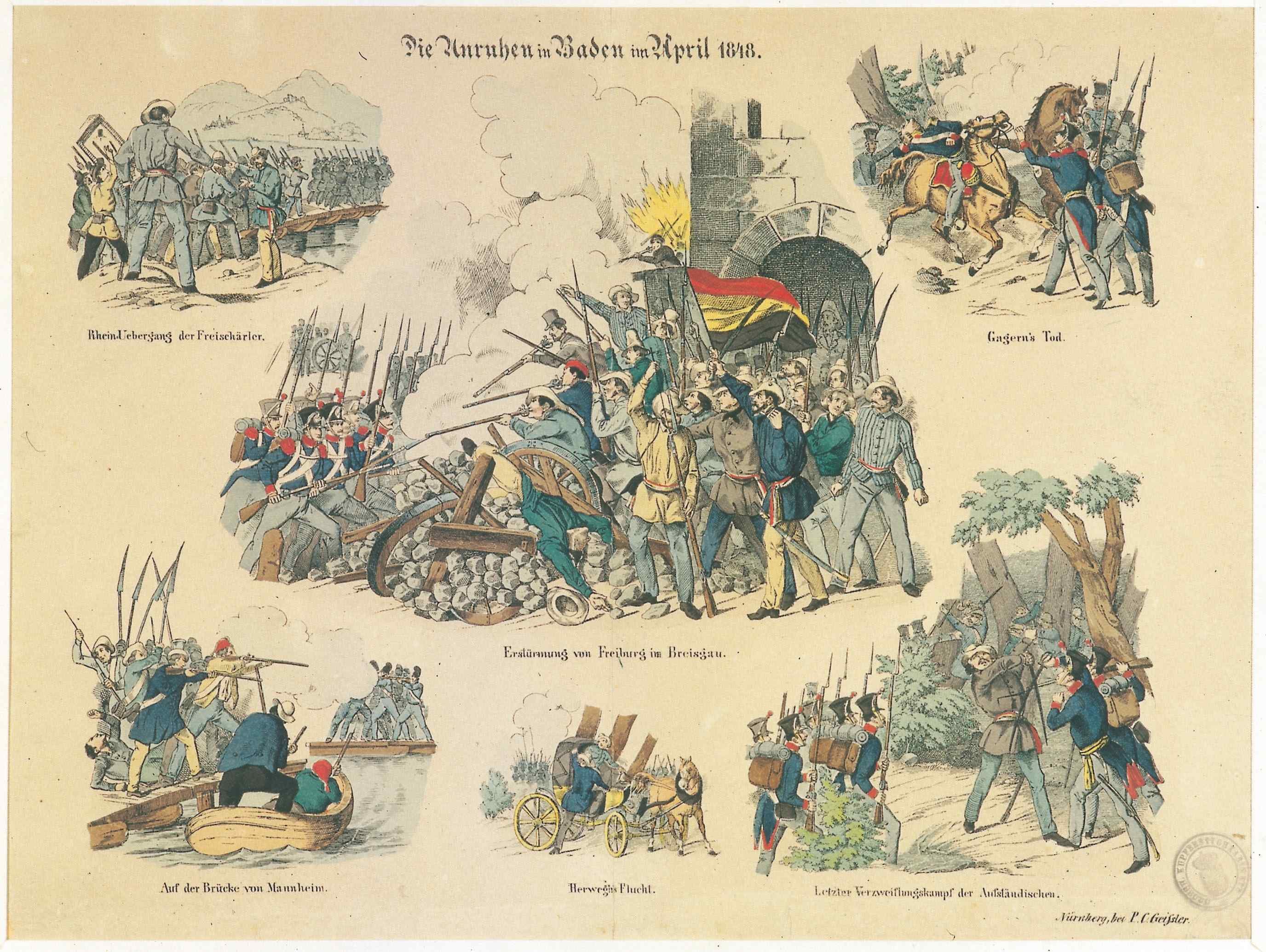Die Unruhen in Baden im April 1848 (Wehrgeschichtliches Museum Rastatt CC BY-NC-SA)