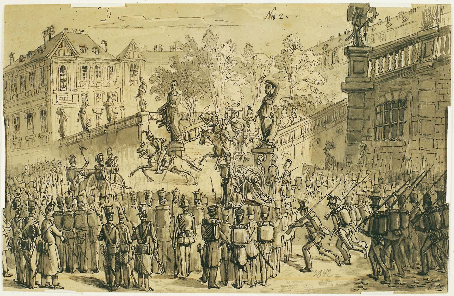 Der Aufstand der badischen Soldaten in Rastatt am 12. Mai 1849 (Wehrgeschichtliches Museum Rastatt CC BY-NC-SA)
