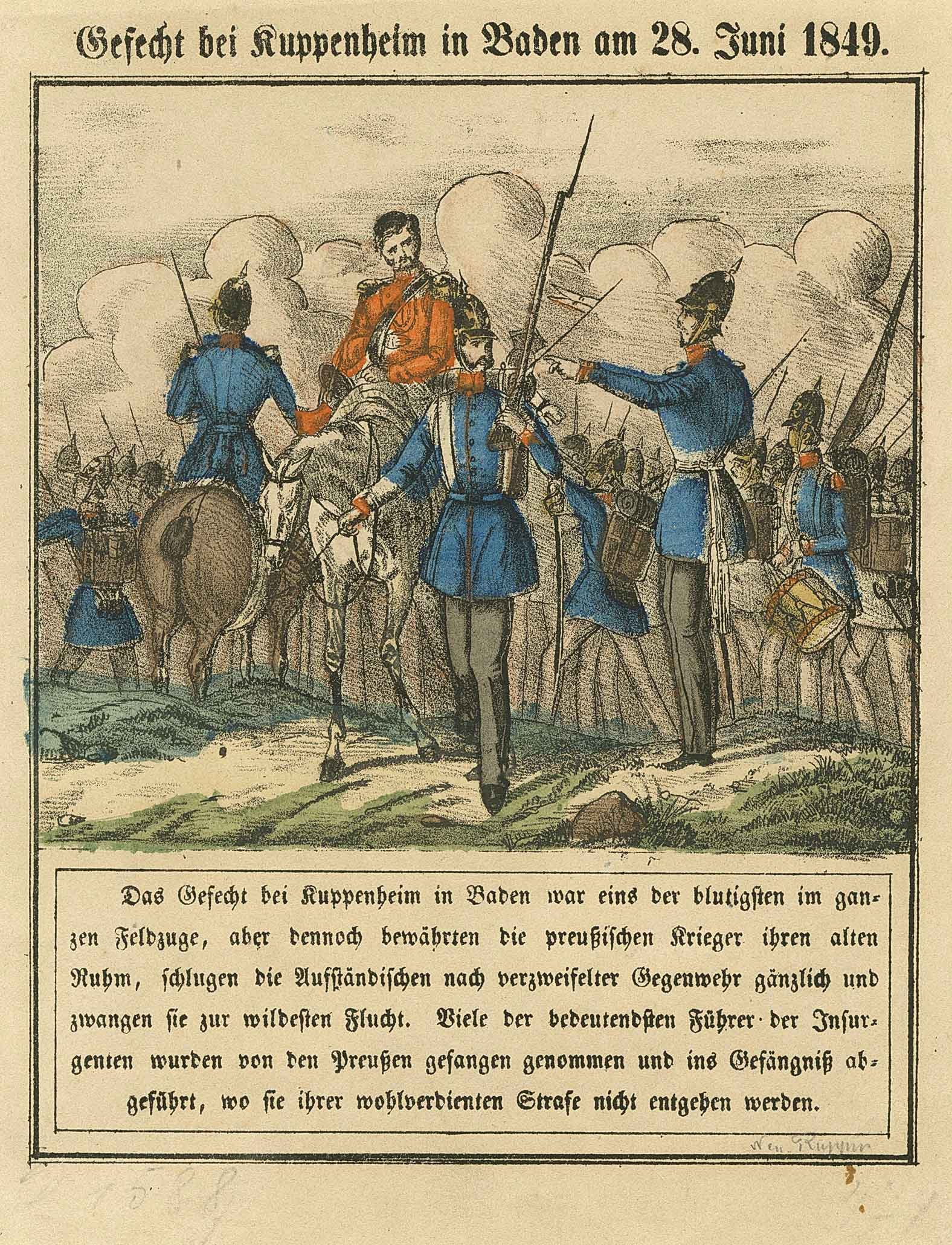 Gefecht bei Kuppenheim am 29. Juni 1849 (Wehrgeschichtliches Museum Rastatt CC BY-NC-SA)