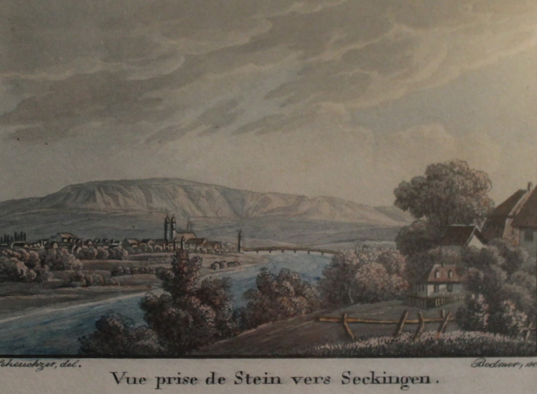 Vue prise de Stein vers Säckingen (Hochrheinmuseum Schloss Schönau CC BY-NC-SA)