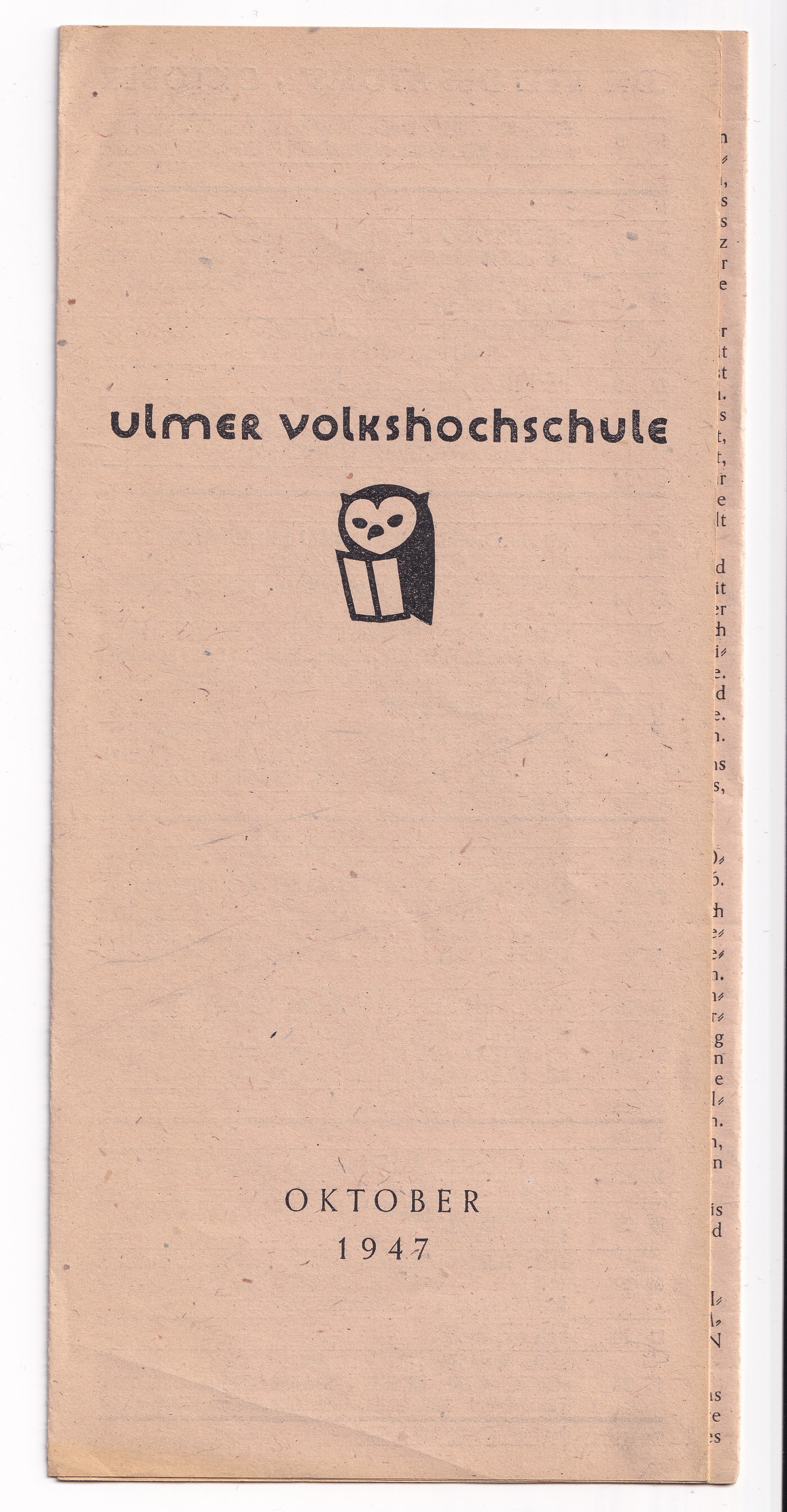 Ulmer Volkshochschule, Oktober 1947 (Museum Ulm/HfG-Archiv RR-P)