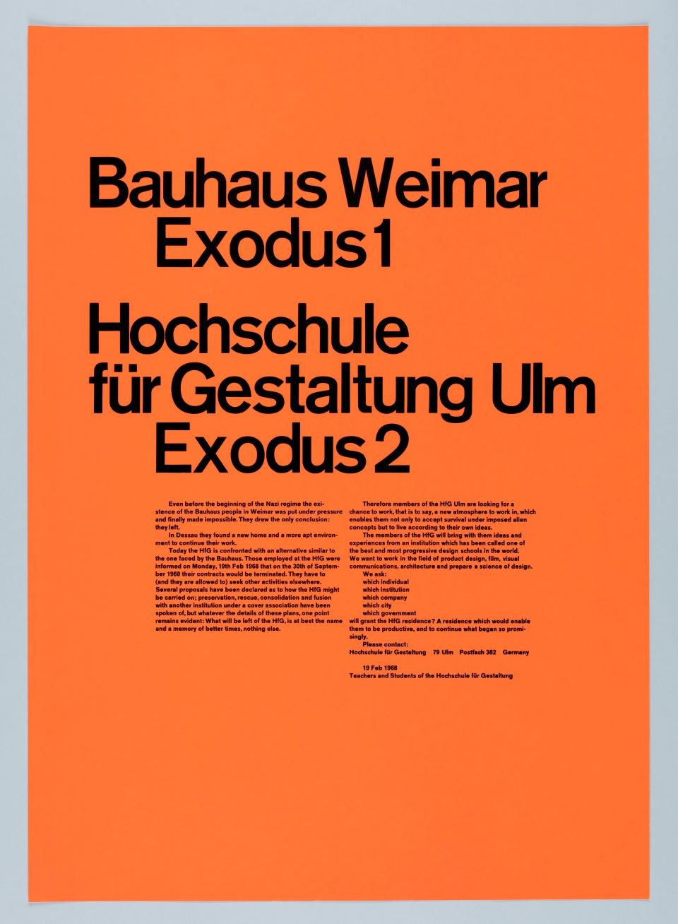 Bauhaus Weimar Exodus 1 (Museum Ulm/HfG-Archiv RR-P)