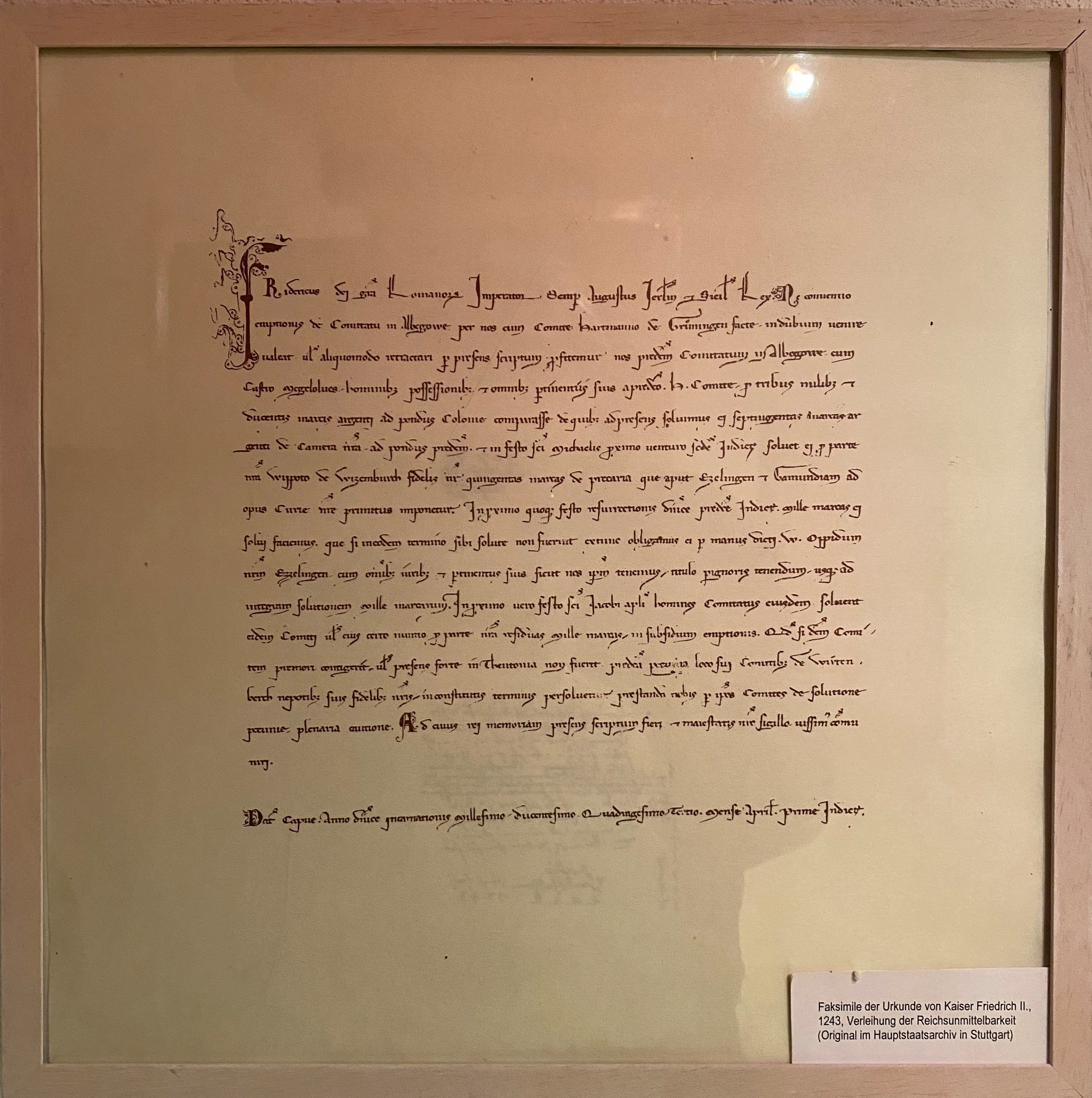 ME_0001 Faksimile Urkunde von 1243 (Geschichts- und Heimatverein Eglofs e.V. CC BY-NC-SA)