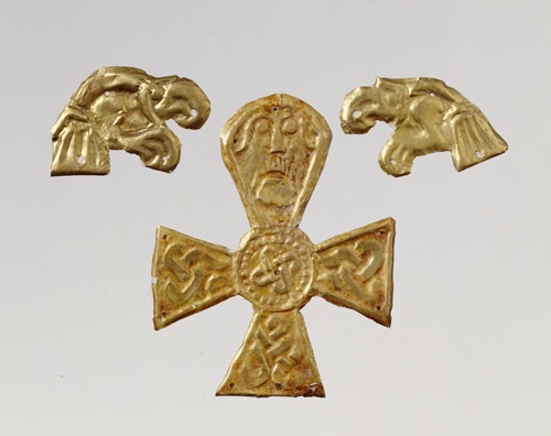 Goldblattkreuz; 2 Adlerfiguren (Landesmuseum Württemberg, Stuttgart CC BY-SA)