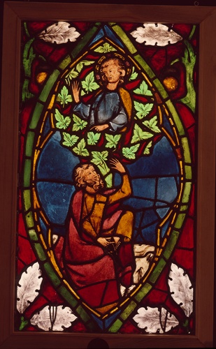 Glasfenster: Moses am brennenden Dornbusch (Landesmuseum Württemberg, Stuttgart CC BY-SA)
