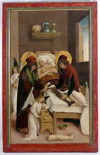 Tafelbild: Beinwunder der Heiligen Cosmas und Damian (Retabelflügel) (Landesmuseum Württemberg, Stuttgart CC BY-SA)