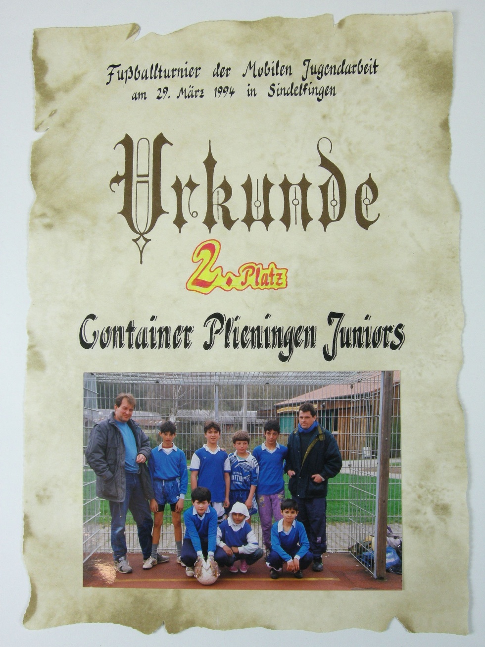Fußballurkunde Container Plieningen Juniors (Stadtmuseum Stuttgart CC BY-NC-SA)