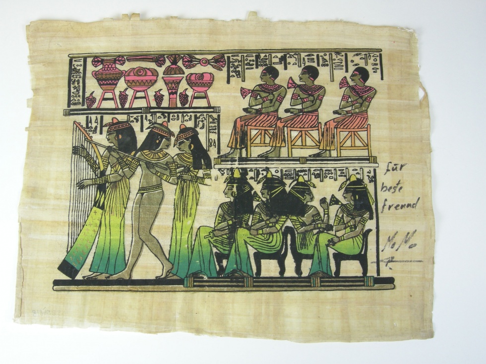 Papyrus mit ägyptischem Motiv (Stadtmuseum Stuttgart CC BY-NC-SA)