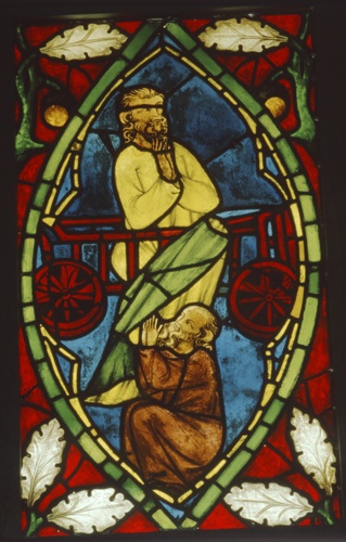 Die Himmelfahrt des Elias, Glasmalerei aus der Dominikanerkirche in Wimpfen am Berg (Landesmuseum Württemberg, Stuttgart CC BY-SA)