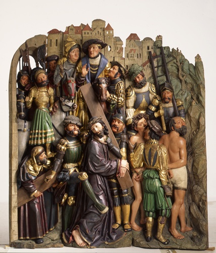 Passionsrelief aus der Benediktinerabtei Zwiefalten mit der Kreuztragung Christi  (Landesmuseum Württemberg, Stuttgart CC BY-SA)