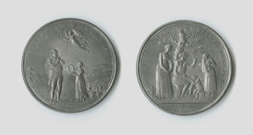 Dosenmedaille auf die Hungersnot 1816 und den Erntesegen 1817 (Landesmuseum Württemberg, Stuttgart CC BY-SA)