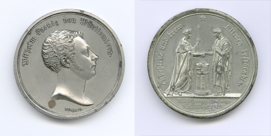Medaille auf den württembergischen Verfassungsvertrag (Landesmuseum Württemberg, Stuttgart CC BY-SA)