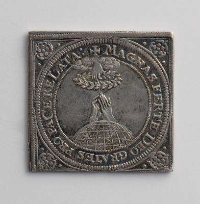Medaille von Georg Friedrich Nürnberger auf den Vollzug des Westfälischen Friedens (Landesmuseum Württemberg, Stuttgart CC BY-SA)