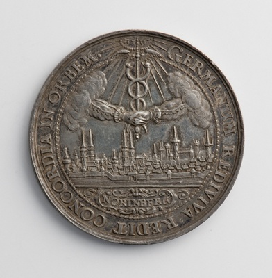 Medaille auf den Vollzug des Westfälischen Friedens (Landesmuseum Württemberg, Stuttgart CC BY-SA)