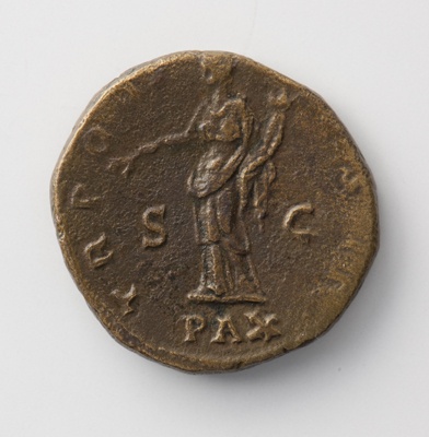 Dupondius des Antoninus Pius mit Darstellung der Pax (Landesmuseum Württemberg, Stuttgart CC BY-SA)