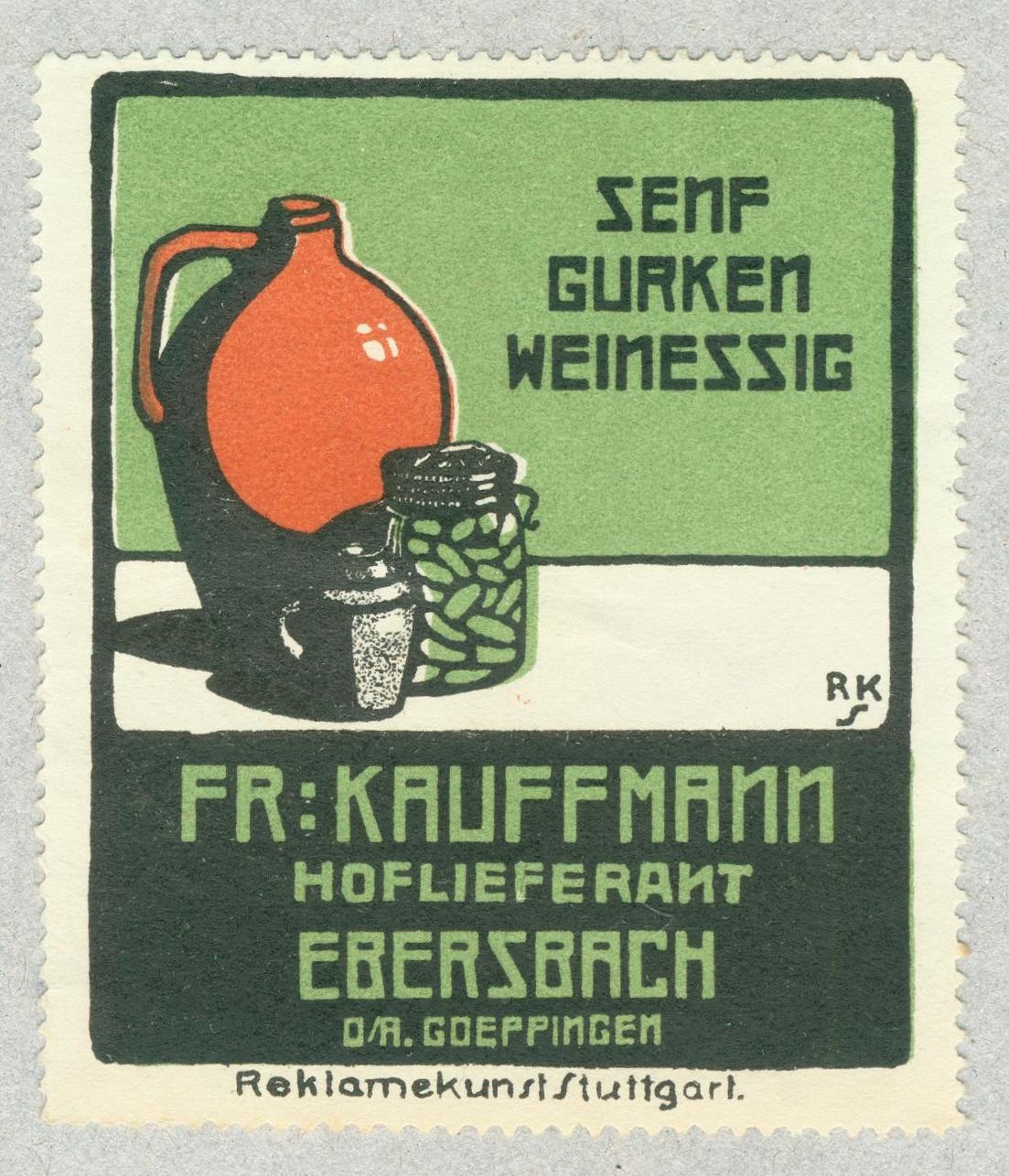 Reklamemarke der Firma Fr. Kauffmann, Ebersbach/Fils (Stadtmuseum Alte Post Ebersbach CC BY-NC-SA)