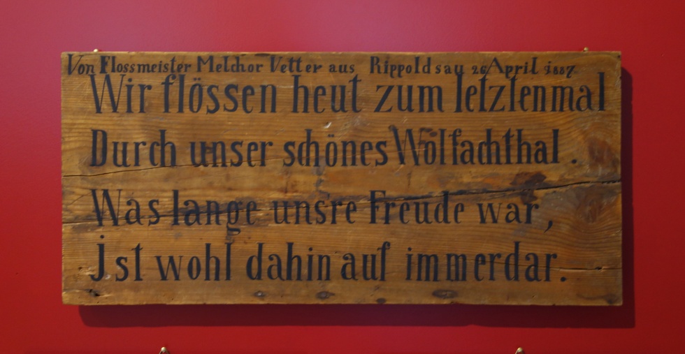 Holzschild vom letzten Floß des Melchor Vetter (Museum Schloss Wolfach CC BY-NC-SA)