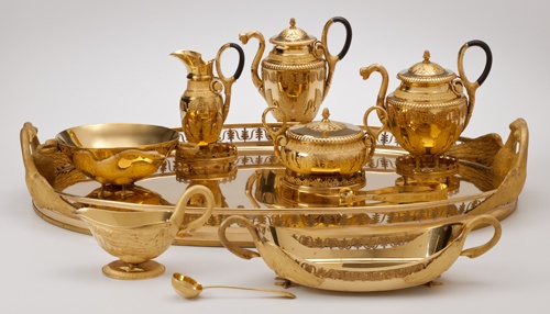Goldenes Teeservice der Königin Katharina von Württemberg (Landesmuseum Württemberg, Stuttgart CC BY-SA)