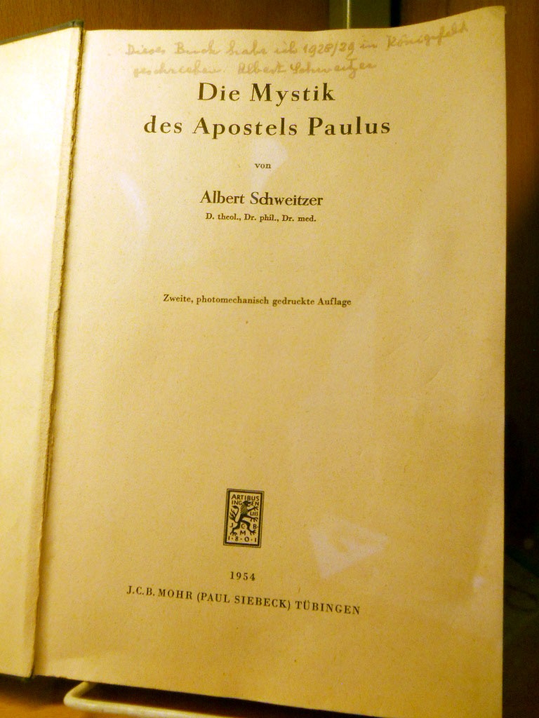A. Schweitzer &quot;Die Mystik des Apostels Paulus&quot; (Albert-Schweitzer-Haus Königsfeld CC BY-NC-SA)