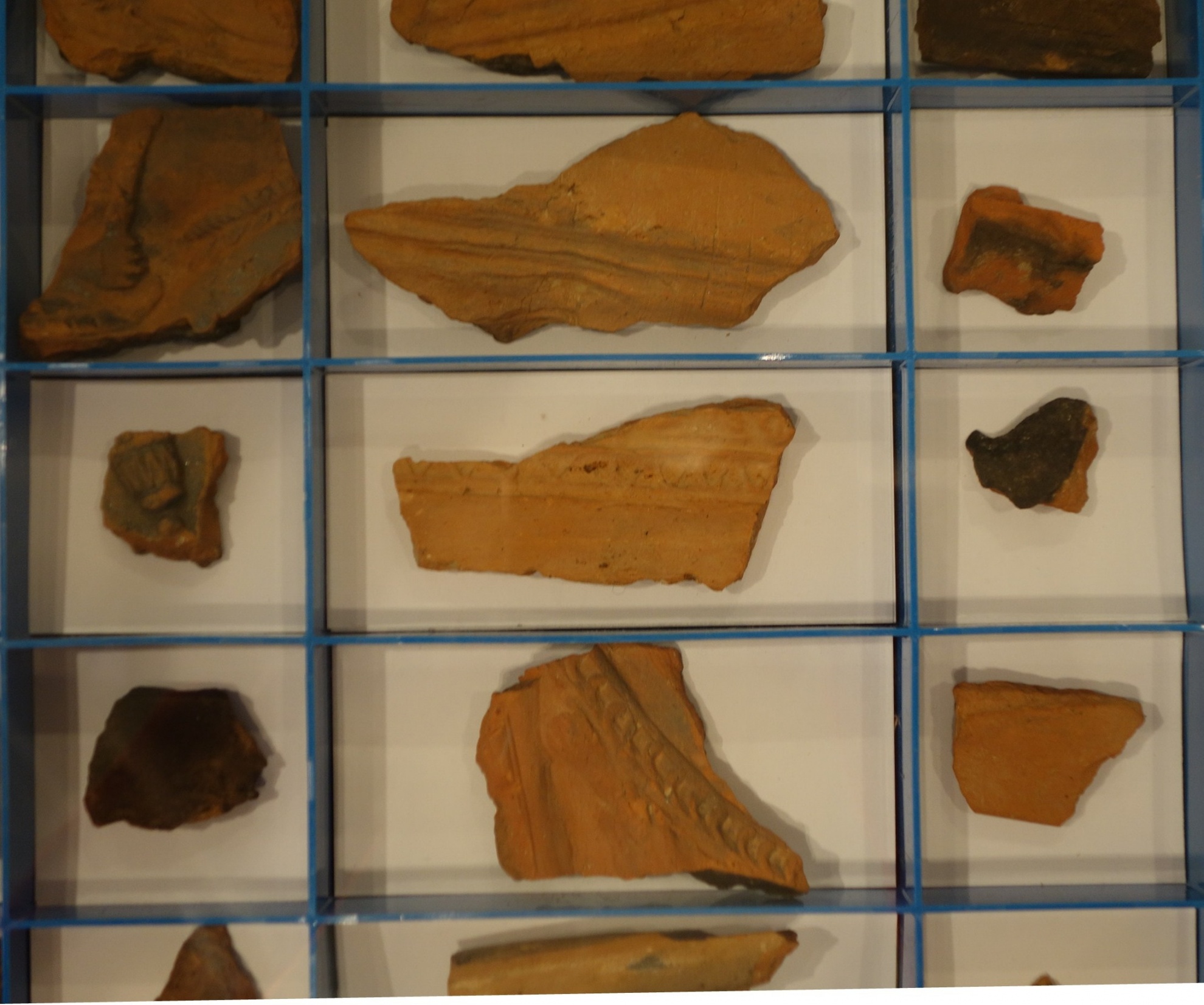 Setzkasten mit Fragmenten von Ofenkacheln (Museum im Alten Schloss Neckarbischofsheim CC BY-NC-SA)