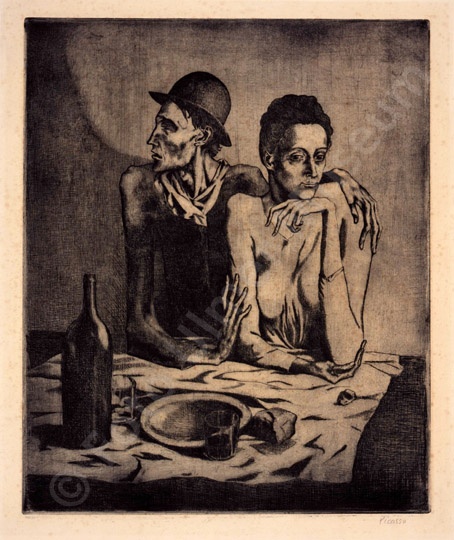 Pablo (Ruiz) Picasso: Le repas frugal (Das karge Mahl) (Copyright Succesion Picasso / VG Bild-Kunst, Bonn 2014. Ulmer Museum RR-F)