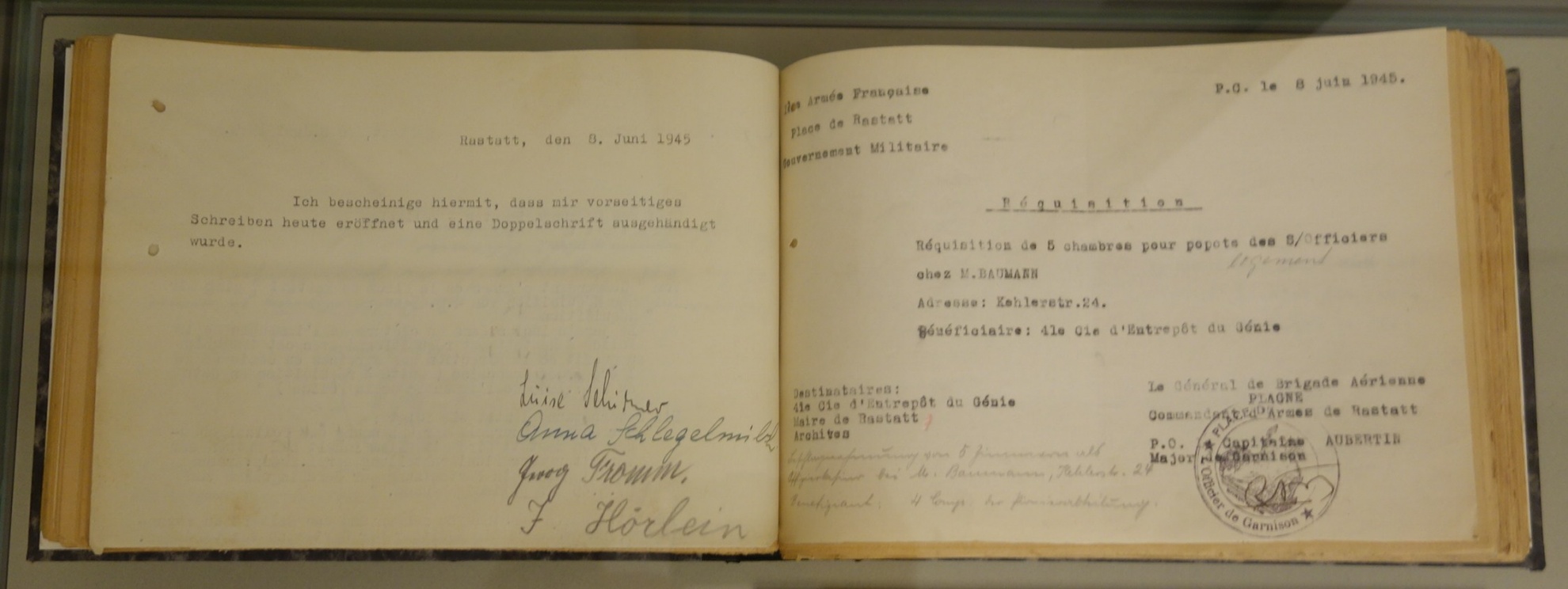 Requisitionsscheine für die Beschlagnahmung von Wohnungen (Stadtmuseum Rastatt im Vogelschen Haus CC BY-NC-SA)