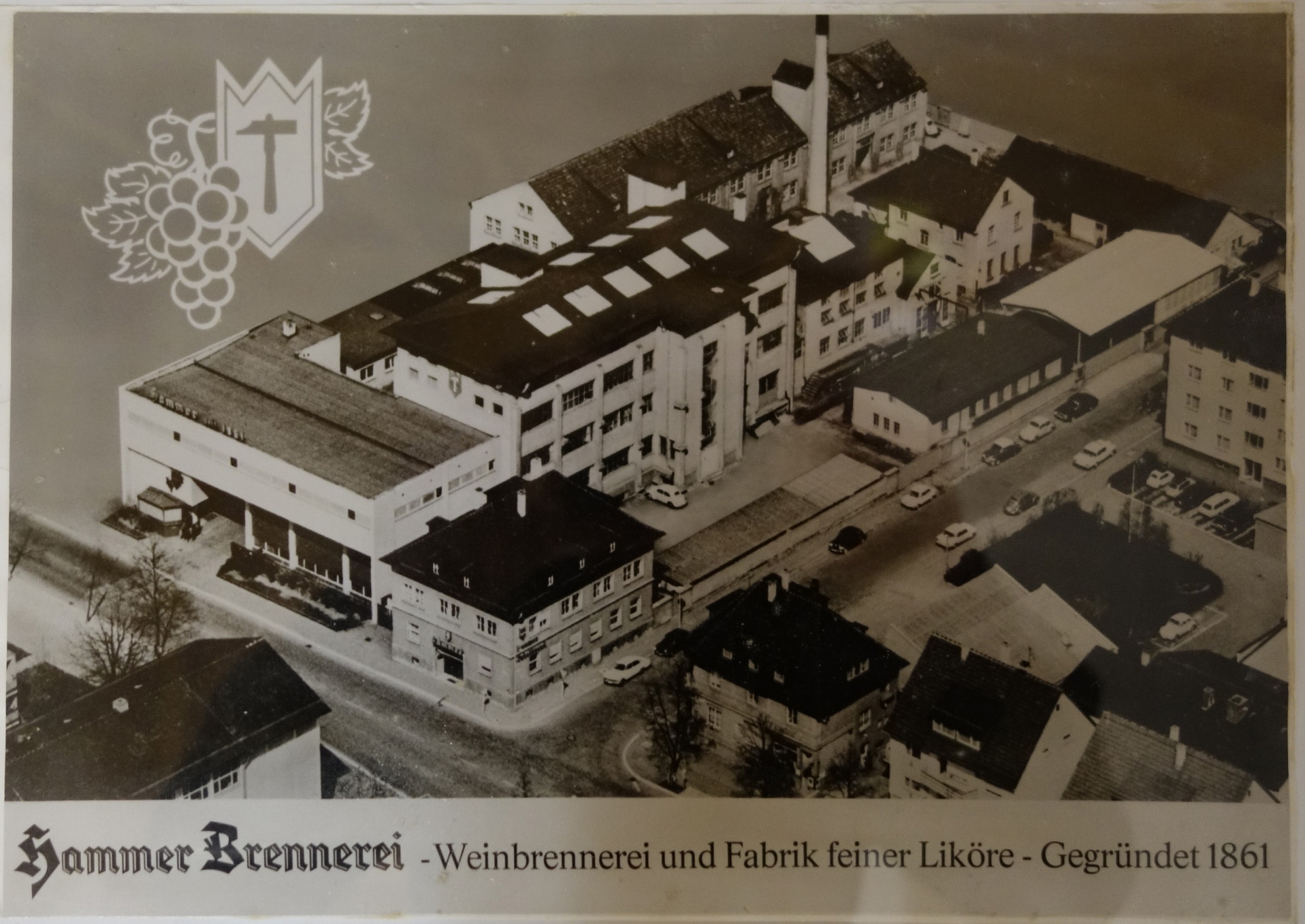 Luftbild der Heilbronner Hammer-Brennerei (Schwäbisches Schnapsmuseum Bönnigheim CC BY-NC-SA)