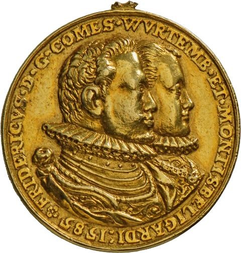 Medaille auf Graf Friedrich von Mömpelgard und Fürstin Sibylla von Anhalt (Landesmuseum Württemberg, Stuttgart CC BY-SA)