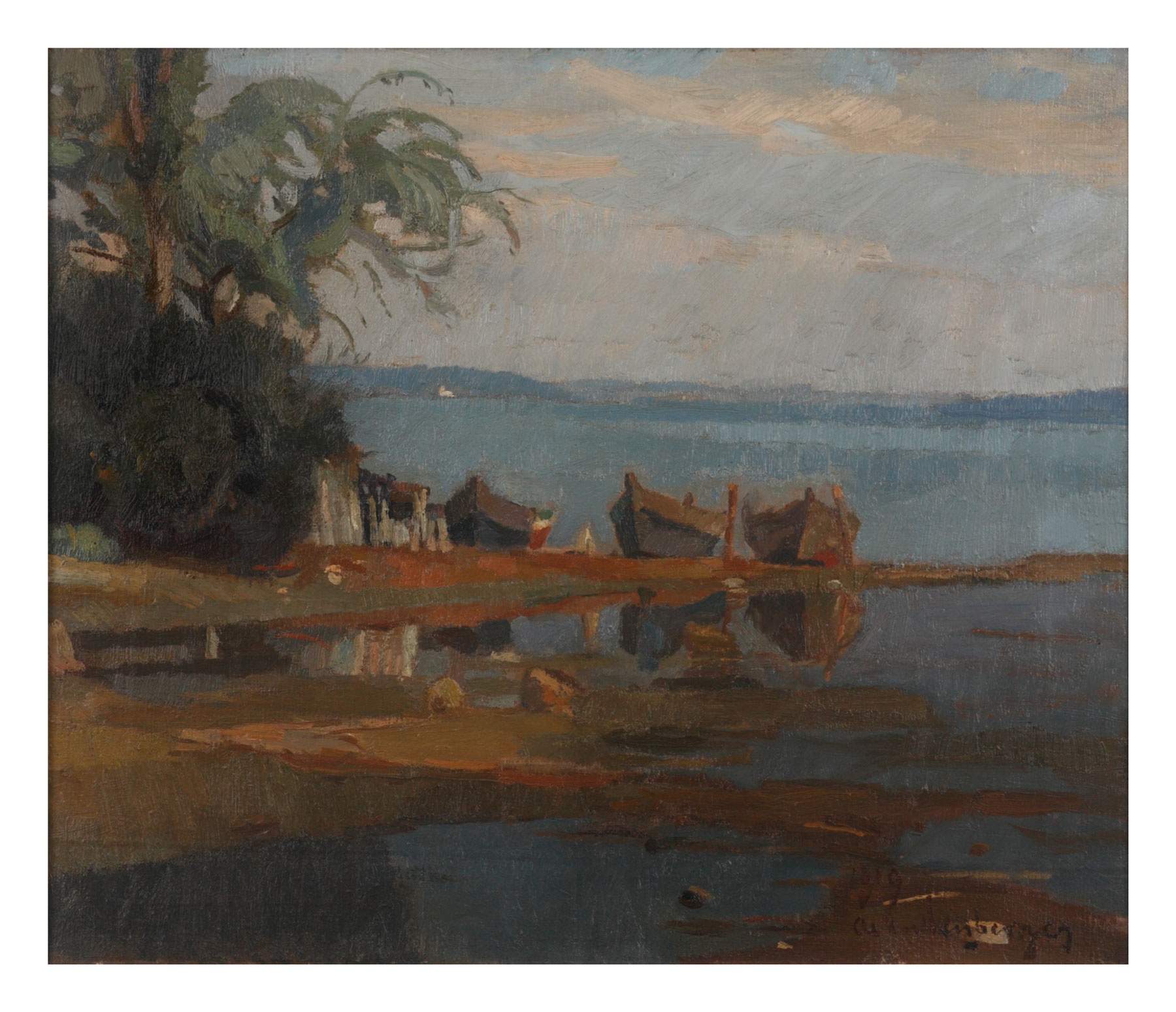 Christian Landenberger: Boote am Ammersee (Museum Nuss CC BY-NC-SA)