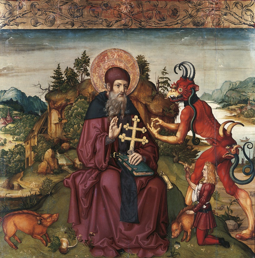 Zürcher Veilchenmeister: Der Heilige Antonius Abbas (Antonius Retabel) (Sammlung Würth CC BY-NC-SA)