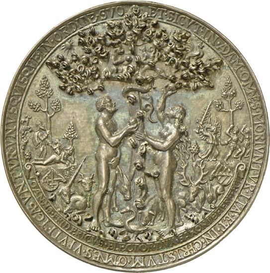 Medaille auf Sündenfall und Kreuzigung von Hans Reinhart, 1536 (Landesmuseum Württemberg, Stuttgart CC BY-SA)