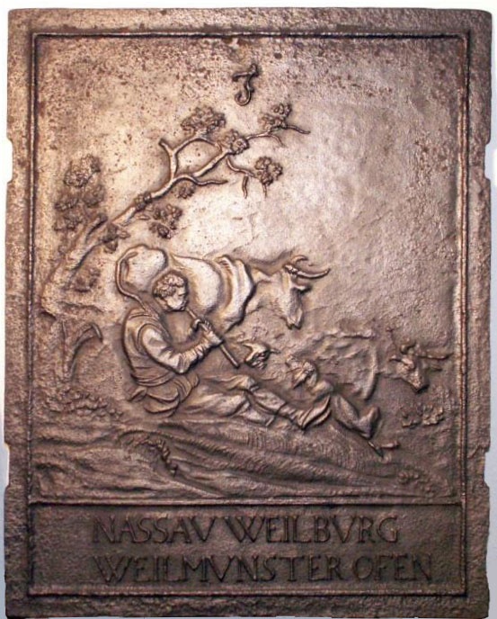 Ofenplatte mit Hirtenszene (Renchtäler Heimatmuseum Oppenau CC BY)