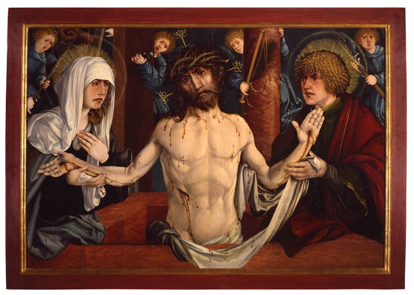 Martin Schaffner: Christus als Schmerzensmann zwischen Maria und Johannes, so genanntes Erbärmdebild (Ulmer Museum CC BY-NC-ND)